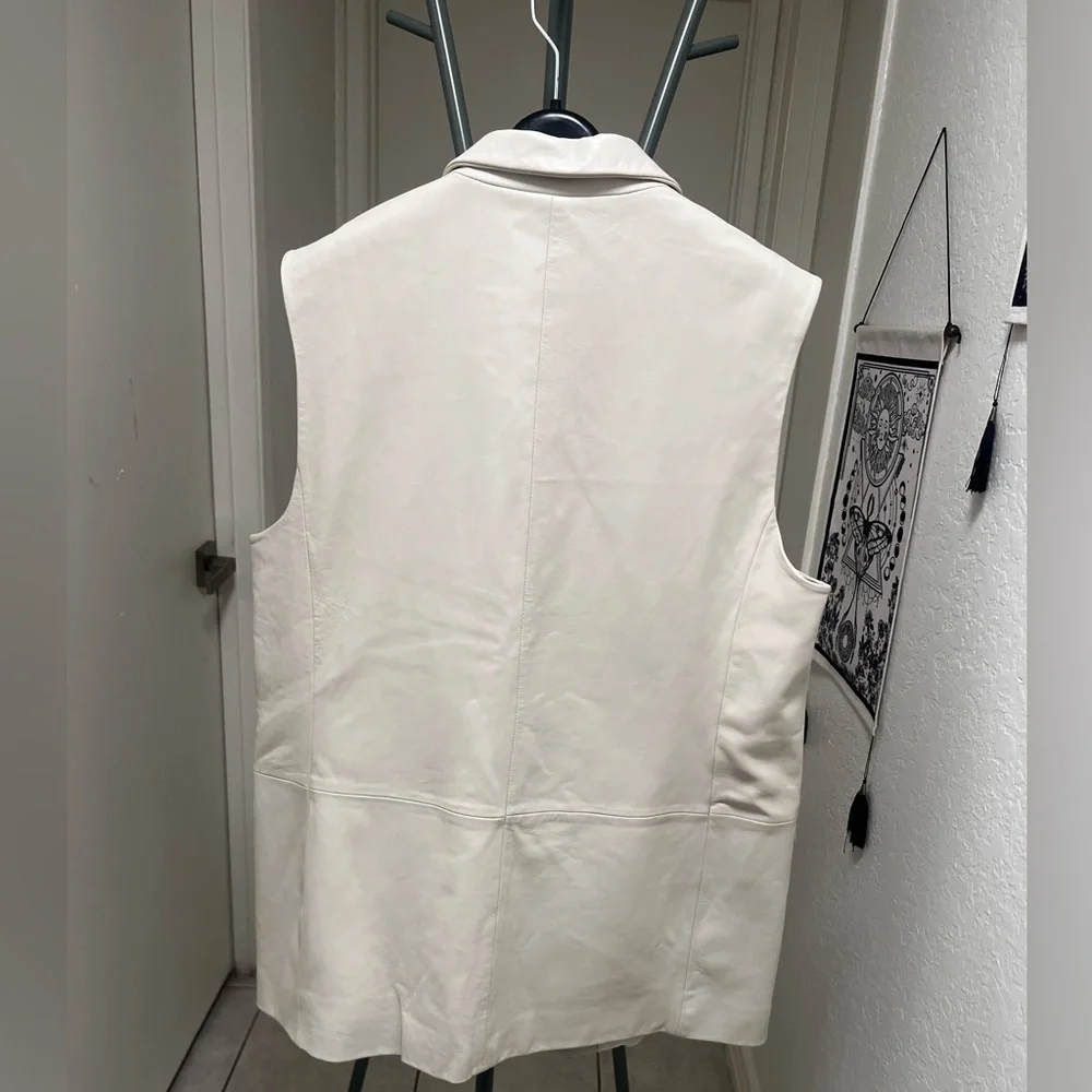 NWT Lamarque 100% Leather Vest in Cream